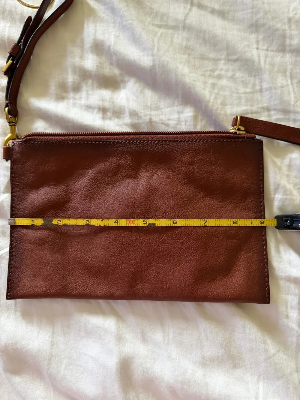 Frye Chestnut Leather Wristlet Pouch